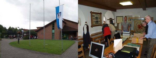 26. Bütower Heimattreffen, links Ederberglandhalle, rechts Blick in die Bütower Heimatstube